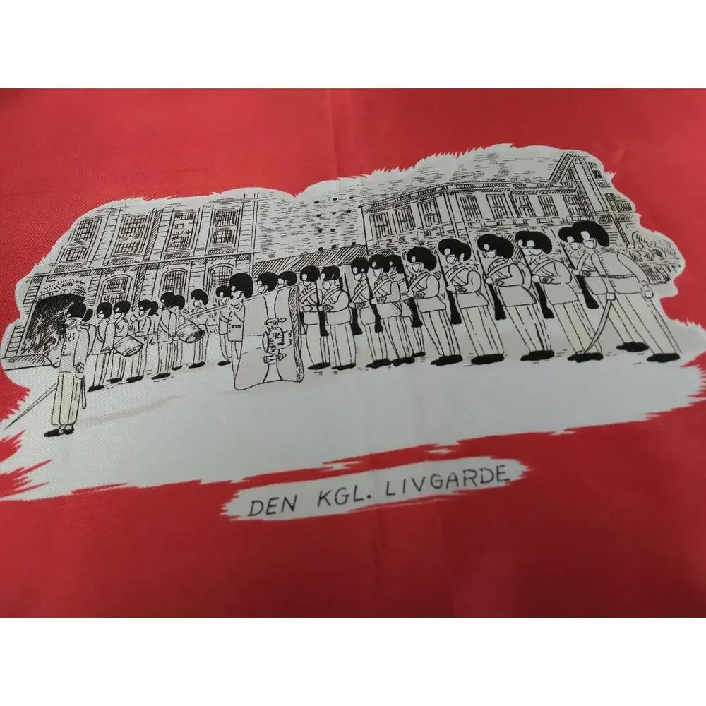 1950s Denmark Red Square Scarf Naked Lady 60s DANMARK LIVGARD TRIACETAT POSTBUD